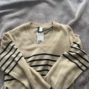 H&M Striped V-Neck Sweater